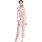 Young Women Bright Color Classic Stripe Print Silk-like Pajamas Set