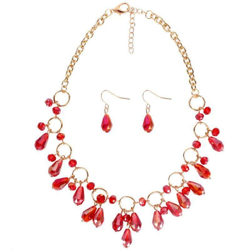 Hot Sale Fashion Drop Shape Crystal Beads Design Necklace Earrings Set