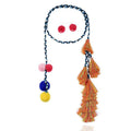 TIY Jewelry Retro Ethnic Style Women Casual Long Length Pom Pom Tassel Jewelry Set TIY