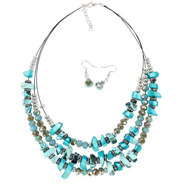 TIY Jewelry Retro Ethnic Style Women Irregular Layered Shell Beads Design Necklace Set TIY