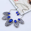 TIY Jewelry Vintage Style Women Carving Oval Shape Alloy Pendant Gemstone Set TIY