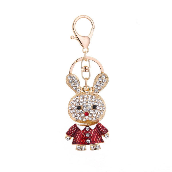 Young Girl Cute Cartoon Rabbit Design Enameled Alloy Pendant Keychain