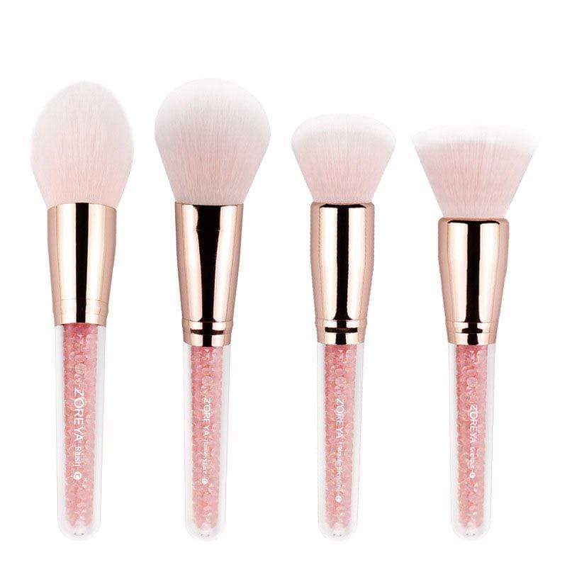 TIY Makeup Shiny Creative Crystal Plastic Handle Women 4 Pcs Nylon Makeup Brushes TIY