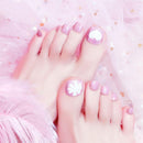 Sweet Pink Color Flower Heart Painting Women Toe Nail Arts