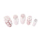 Sweet Pink White Flowers Pattern Decorated Fake Artificial Fingernails Tips With Nail Glue