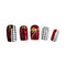 Trendy Sexy Women's Red White Houndstooth 3D Brand Pattern Artificial Nails With 2g Nail Glue