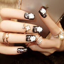 Unique Gothic Wedding Accessories Women Resin Flower Black Nail Tips