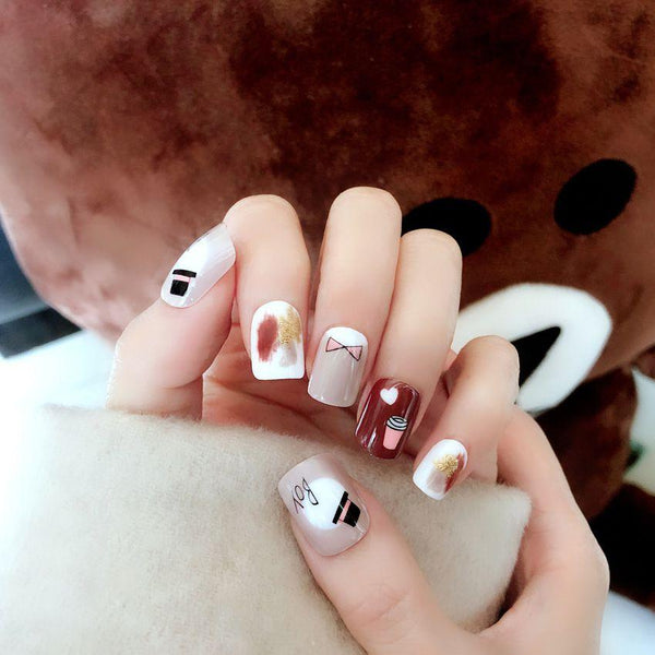 Unique Letter Painting Cute Ice-cream Style Fake Nail Tips