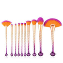 Young Girl Creative Design Shell Handle Purple Orange Color Makeup Tools 10 pcs Brushes Set