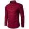 Men Solid Color Three-quarters Sleeves Standing Collar Shirts