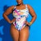 TIY Men Apparel Plus Size Women Multicolor Tank Pattern One-piece Swimwear TIY