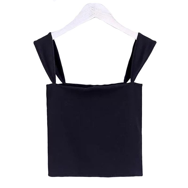 TIY Men Apparel Sexy Beautiful Square-cut Collar Pure Color Plain White Crop Tops For Girls Beautiful Girl Tube Tops TIY