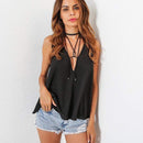 TIY Men Apparel Sexy Black Loose Flounce Backless Bowknot Lace Up Camisole TIY