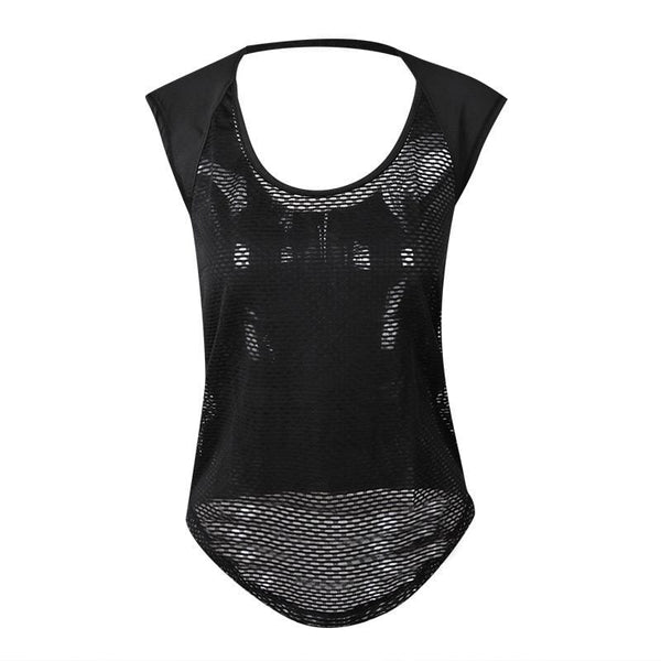 TIY Men Apparel Sexy Fashion Quick Dry Slim Elastic Mesh Hollow Out One Piece Sport Tank Top For Fitness Running Gym Yoga TIY