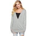 TIY Men Apparel Sexy Lady Deep V Neck Unique Cross Hemline Design Solid Color Sweater TIY