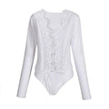 TIY Men Apparel Sexy Lady New Design Fashion Hollow Out Lace Long Sleeves Patchwork Bodysuits TIY