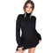 TIY Men Apparel Sexy Lady Solid Color Turtleneck Lantern Long Sleeves Tight Sweater Dress TIY