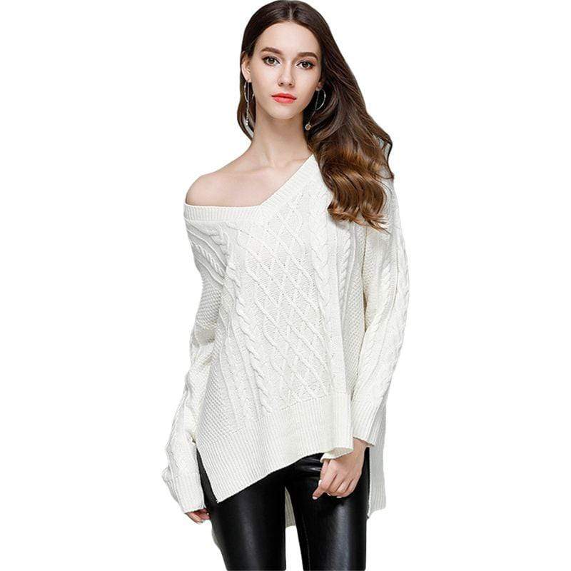TIY Men Apparel Sexy Lady V Neck Design Solid Color Autumn Winter Warm Sweater TIY