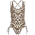 TIY Men Apparel Sexy Leopard Women Lace-up Backless Tight Bodysuits TIY