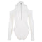 TIY Men Apparel Sexy Mock Neck Zipper Design Women Cool-shoulder Long-sleeve Bodysuits TIY