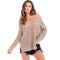 TIY Men Apparel Sexy Solid Color Cool Shoulder Design Women Side Slit Loose Sweater TIY