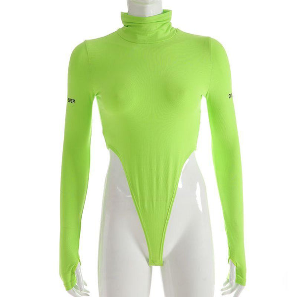 TIY Men Apparel Sexy Turtle Neck Bright Color Women Long-sleeve Bodysuits TIY