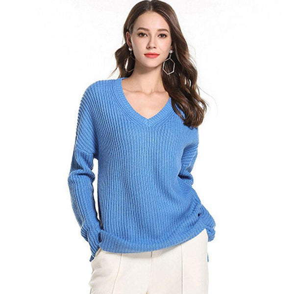 TIY Men Apparel Sexy V Neck Design Women Long Sleeves Loose Sweater TIY