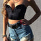 TIY Men Apparel Sexy V Neck Solid Color Velvet Cropped Tube Top TIY