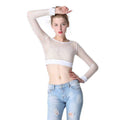 TIY Men Apparel Sexy Women Hollow See-through Long-sleeve Crop Top TIY