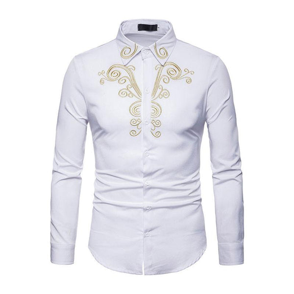 TIY Men Apparel Simple Style Men Cotton Embroidered Lapel Shirts TIY