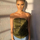 TIY Men Apparel Solid Color Buttoned Fashion Strapless Summer Tube Top TIY