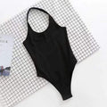 TIY Men Apparel Solid Color Halter Pattern Women Basic Tight Bodysuit TIY