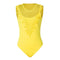 TIY Men Apparel Solid Color Hollowed Lace Patchwork Sleeveless Tight Bodysuit TIY