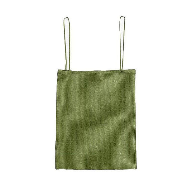 TIY Men Apparel Solid Color Rib-knit Summer Spaghetti Strap Stretchy Crop Top TIY