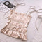 TIY Men Apparel Solid Color Satin Fabric Sexy Spaghetti Strap Pleated Satin Camis TIY
