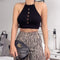 TIY Men Apparel Solid Color Sexy Cut Out Halter Design Rib-knit Crop Top TIY