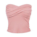 TIY Men Apparel Solid Color Sexy Strapless Pleated Design Summer Tube Top TIY