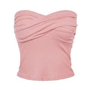 TIY Men Apparel Solid Color Sexy Strapless Pleated Design Summer Tube Top TIY