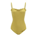 TIY Men Apparel Solid Color Women Frilled Design Strap Bodysuit TIY