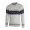 Stylish Men Cotton Long Sleeves Rhombus Printed Round Neck Knitwear