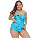 Summer Coconut Tree Printed Women Plus Size Two-pieces Swimwear