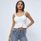 Sweet Ladies Solid Color Ruffled Lace-up Cropped Camisole