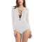 Trendy Style Polyester Solid Color Long Sleeves Sexy Women Bodysuit