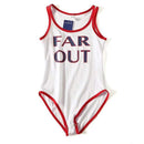 Unique Contrast Color Letters Print Sleeveless Bodysuit
