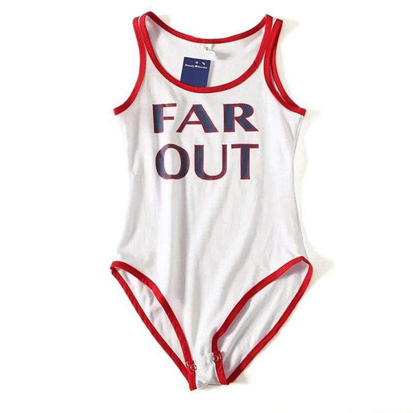 Unique Contrast Color Letters Print Sleeveless Bodysuit