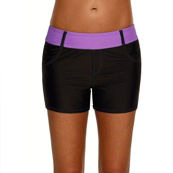 Unique Contrast Waistline Design Women Casual Swimwear Shorts