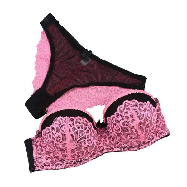 Unique Design Half Cup Plus Size Push Up Cute Sexy Bra Panty Set For Girls