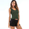 Woman U-Neck Solid Color Flouncing Hemline Knitted Sleeveless Tank Tops