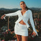 Women Sexy Solid Color Long-sleeve Zipper Design Figure Flattering Knitted Cardigan