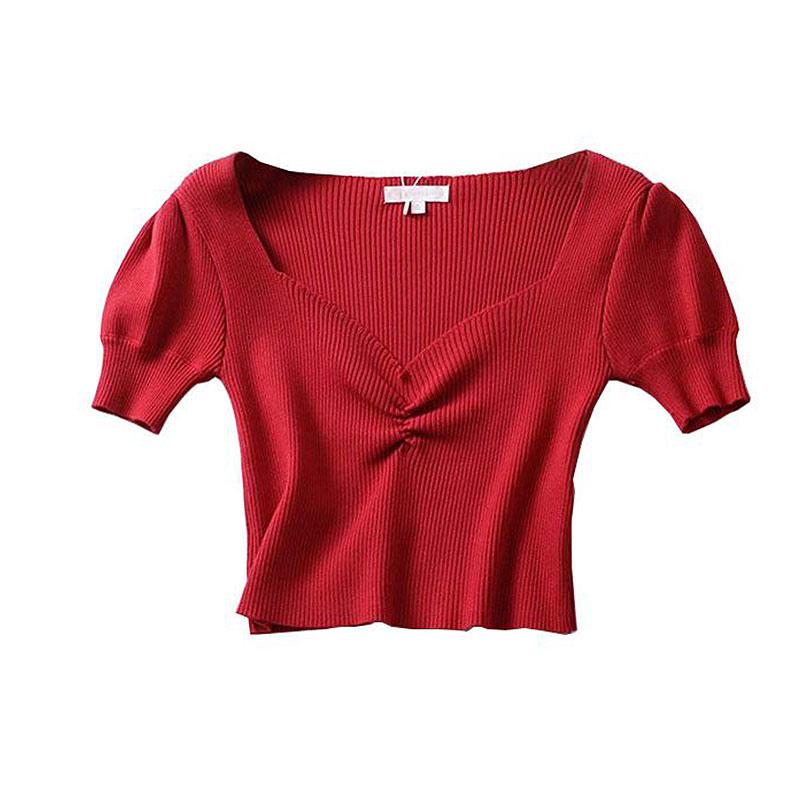 Women Sexy Sweetheart Neckline Rib-knit Crop Top